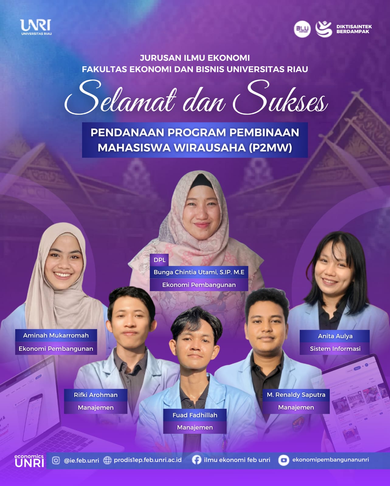 TIM HENDIMEN UNIVERSITAS RIAU LOLOS PENDANAAN PROGRAM PEMBINAAN MAHASISWA WIRAUSAHA (P2MW) TAHUN 2026