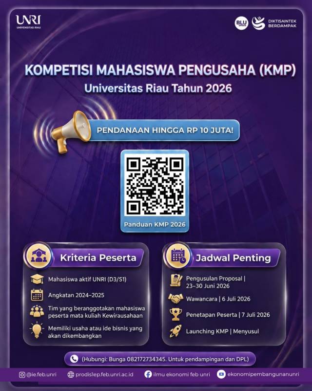 UNIVERSITAS RIAU OPENS REGISTRATION FOR THE 2026 STUDENT ENTREPRENEUR COMPETITION (KMP)