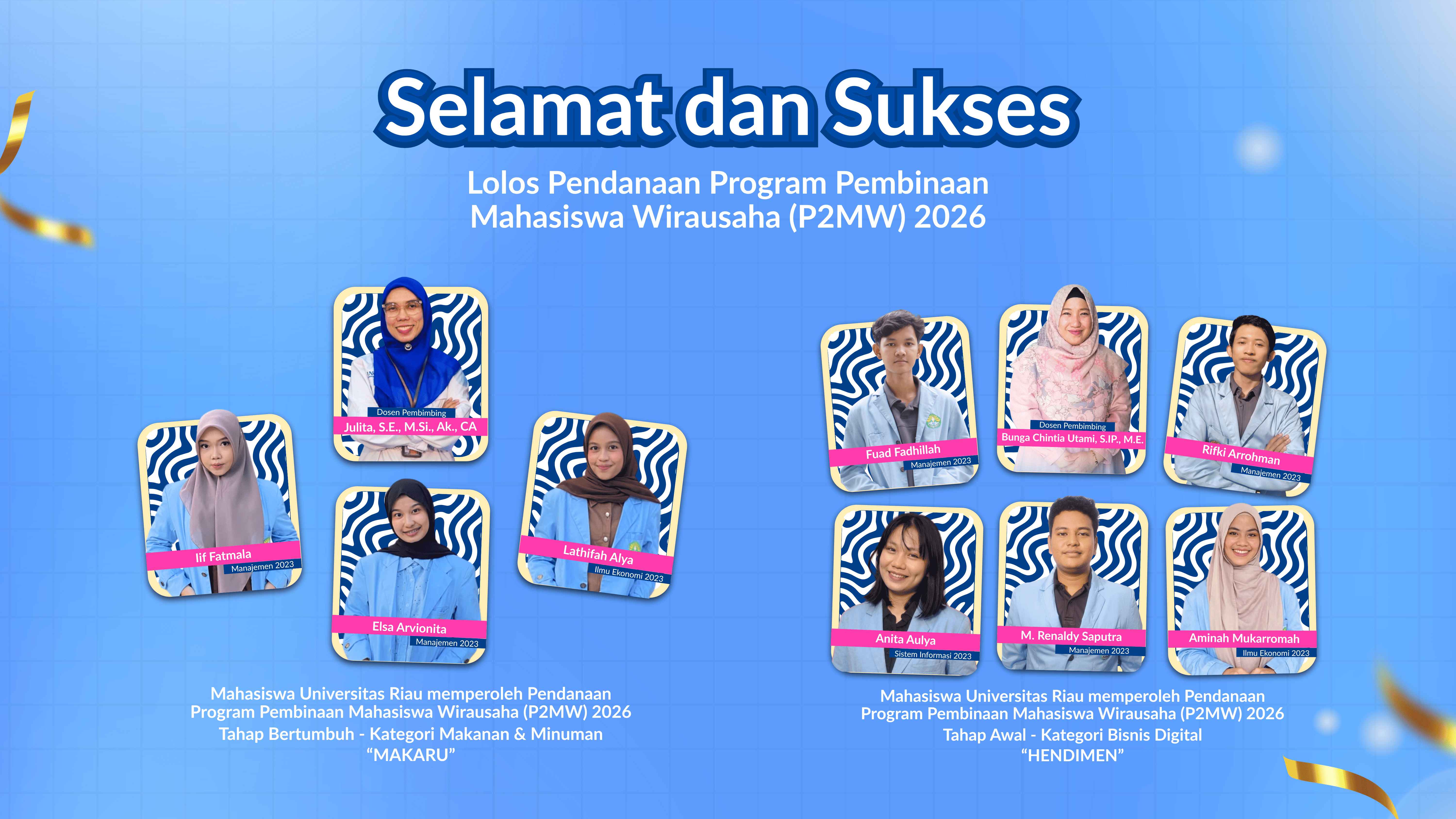 Tim Mahasiswa FEB Universitas Riau Raih Pendanaan P2MW 2026