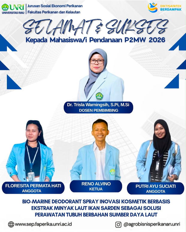 Selamat dan Sukses Kepada Mahasiswa/i Program Studi Agrobisnis Perikanan Penerima Pendanaan P2MW 2026