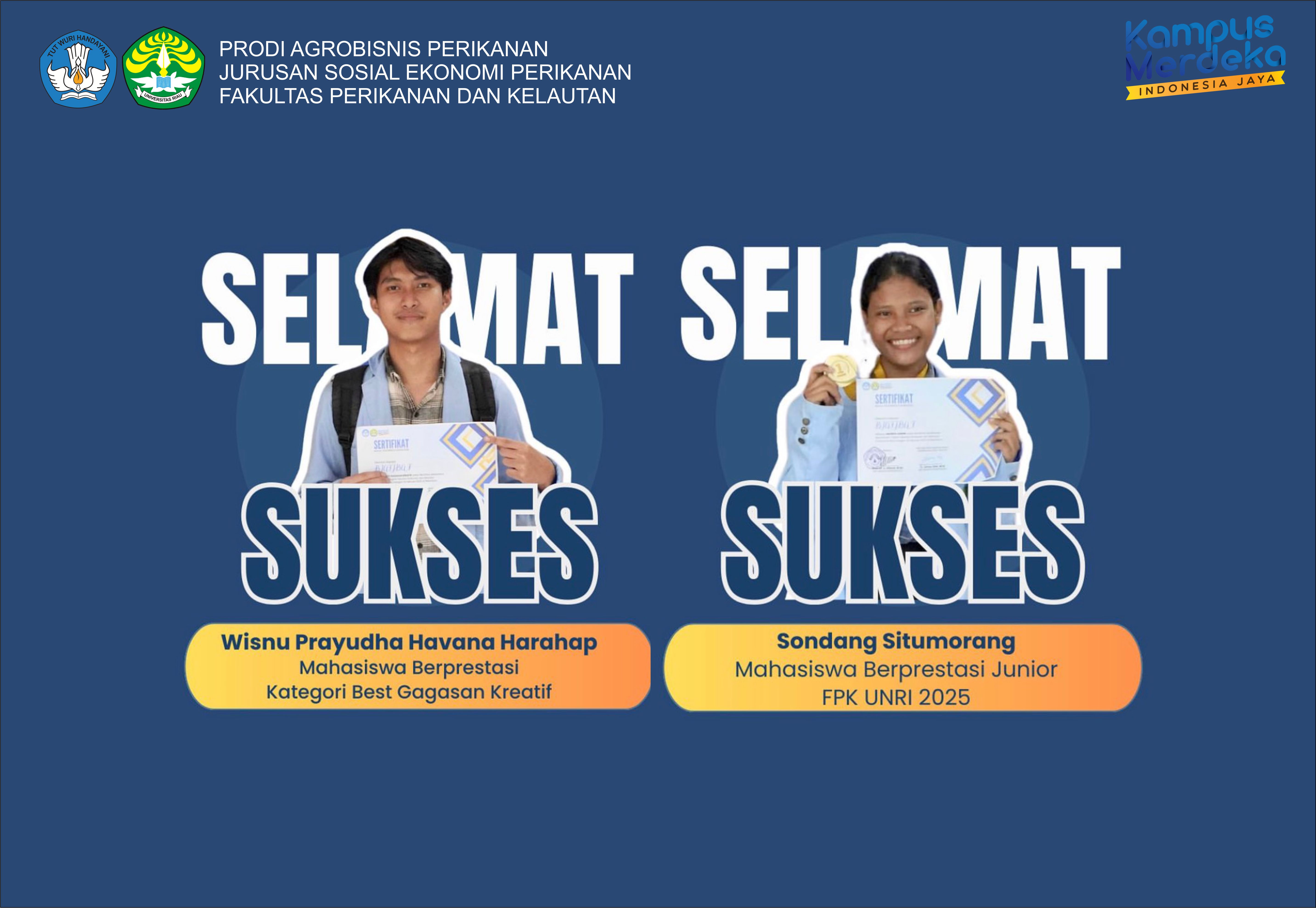 Mahasiswa Agrobisnis Perikanan Sukses Raih Prestasi dalam Pemilihan Mahasiswa Berprestasi FPK UNRI 2025