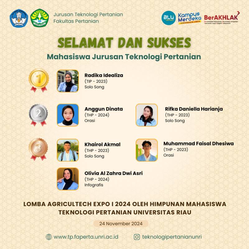 Selamat Mahasiswa TP Raih Prestasi Agricultech Expo I 2024