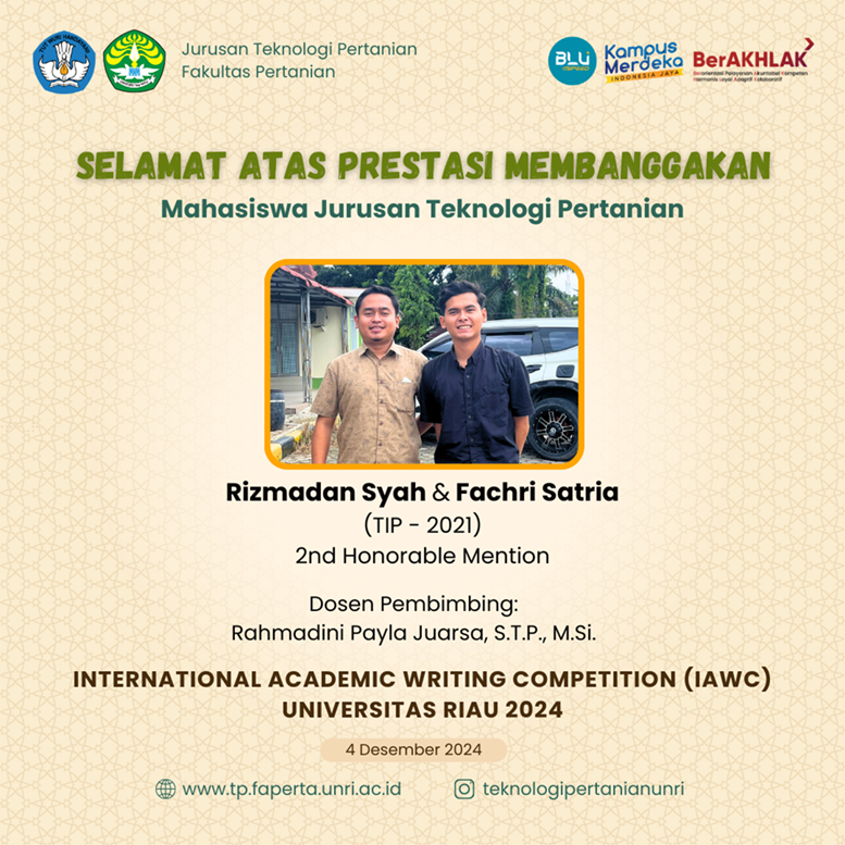 Selamat Mahasiswa TP Raih Prestasi International Academic Writing Competition 2025