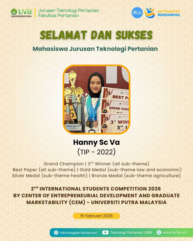 Selamat Mahasiswa TP Raih Prestasi Pada 2nd International Students Competition 2026 oleh CEM - Universiti Putra Malaysia
