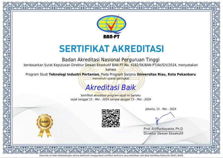 Sertifikat Akreditasi Teknologi Industri Pertanian