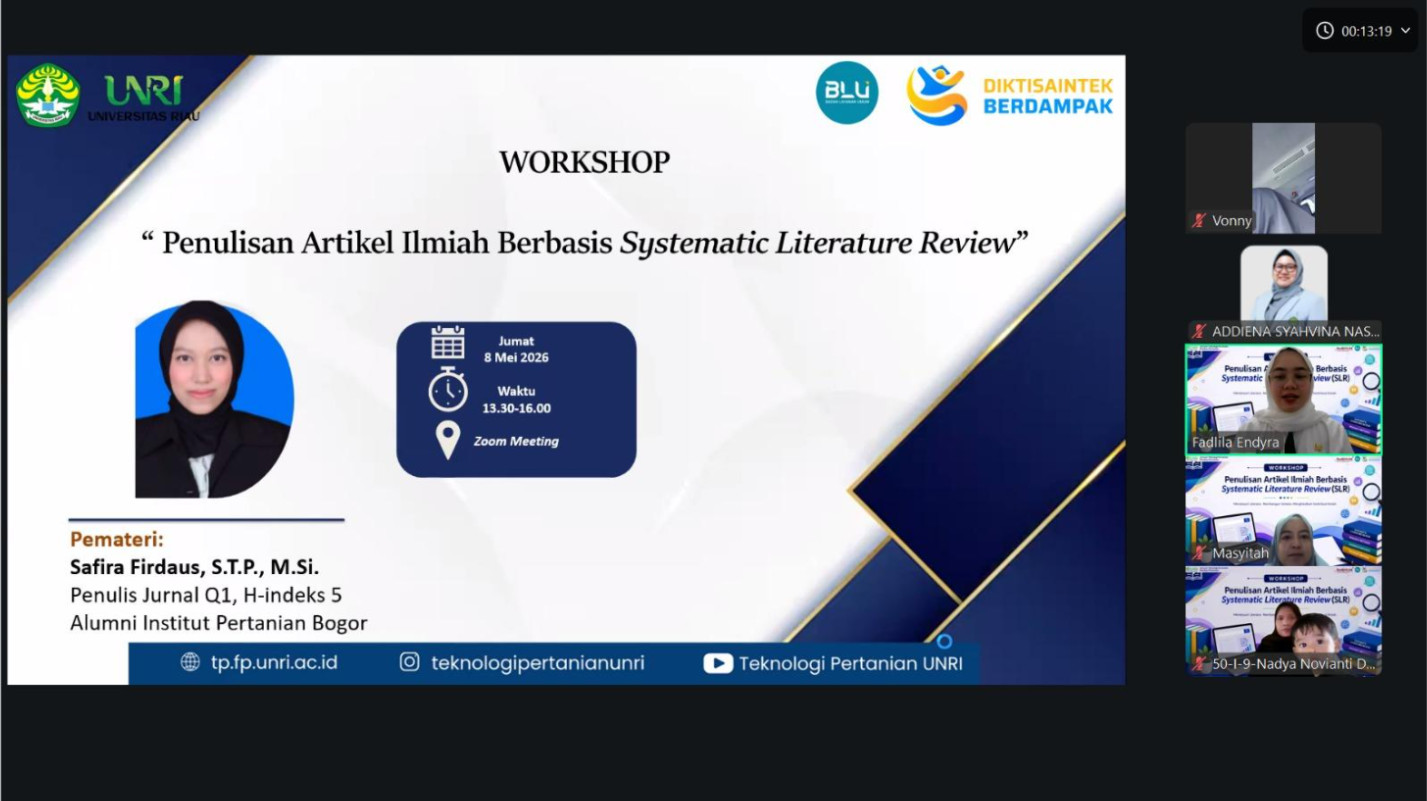 Strategi Menembus Publikasi Bereputasi: Jurusan Teknologi Pertanian UNRI Gelar Workshop Penulisan Artikel Berbasis SLR