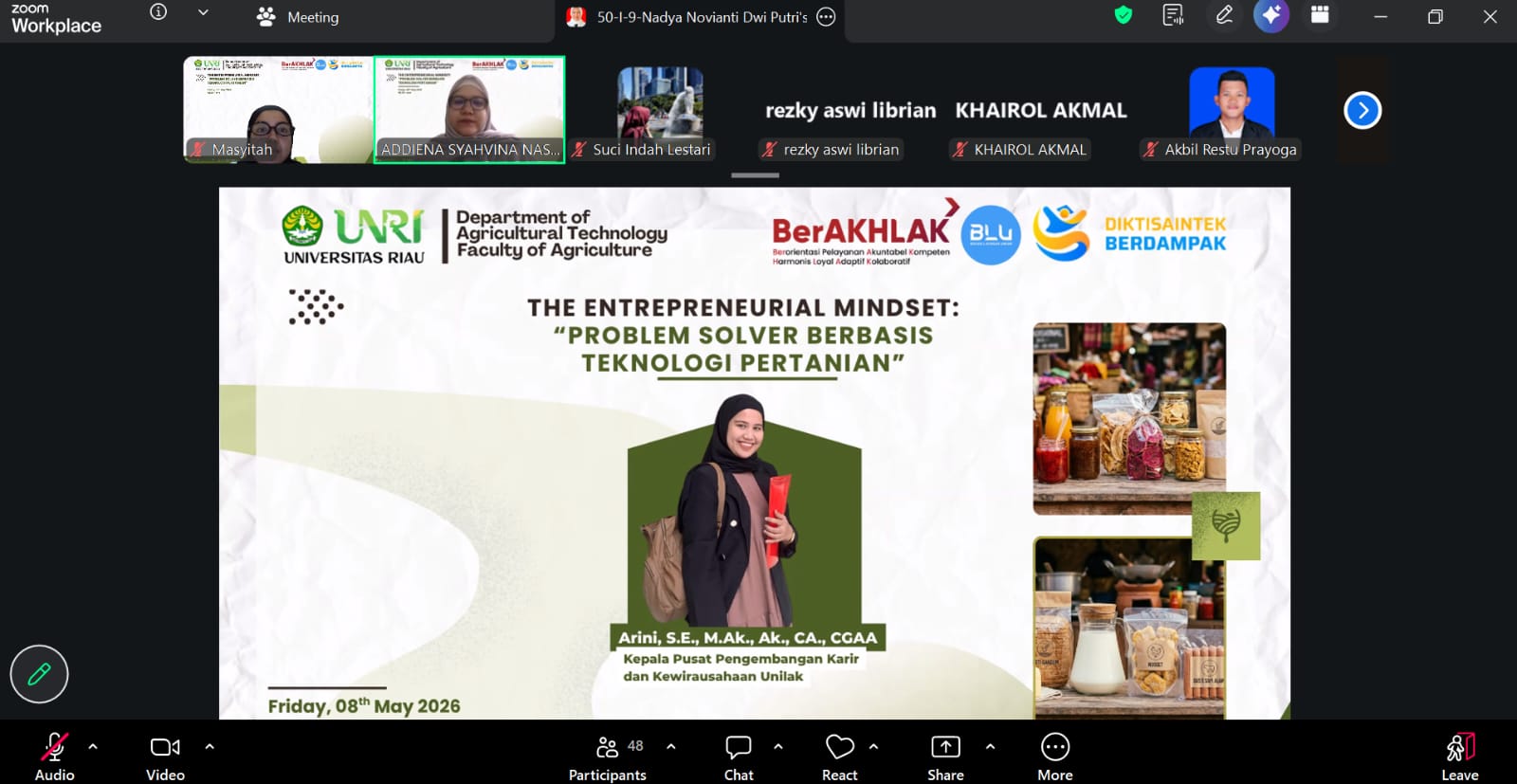 Bekali Inspirasi Kewirausahaan Agroindustri dan Mindset Enterpreneur, Jurusan Teknologi Pertanian Undang Praktisi Berbagi Pengalaman!