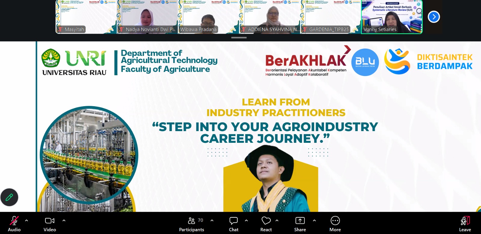 Jurusan Teknologi Pertanian UNRI Hadirkan Berbagi Pengalaman Praktisi Industri sebagai Upaya Meningkatkan Daya Saing Lulusan