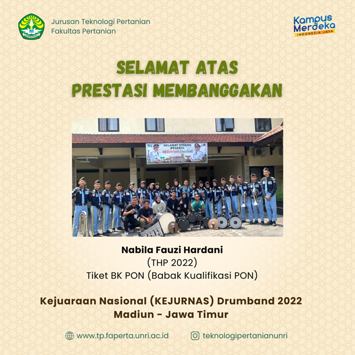 Mahasiswa TP Raih Prestasi Tiket BK PON Kejurnas Drumband 2022