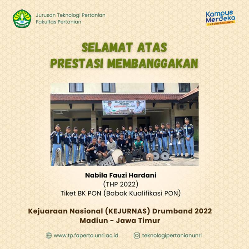 Mahasiswa TP Raih Prestasi Tiket BK PON Kejurnas Drumband 2022