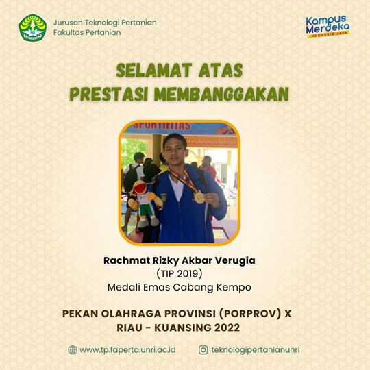 Mahasiswa TP Raih Prestasi Medali Emas Cabang Kempo PORPROV X Riau 2022