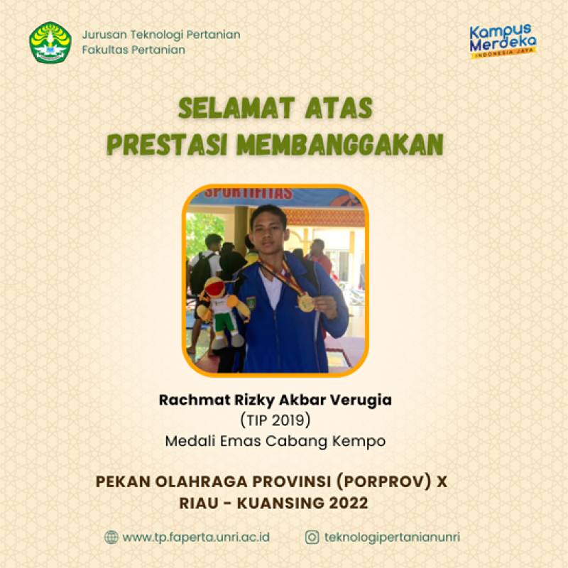 Mahasiswa TP Raih Prestasi Medali Emas Cabang Kempo PORPROV X Riau 2022