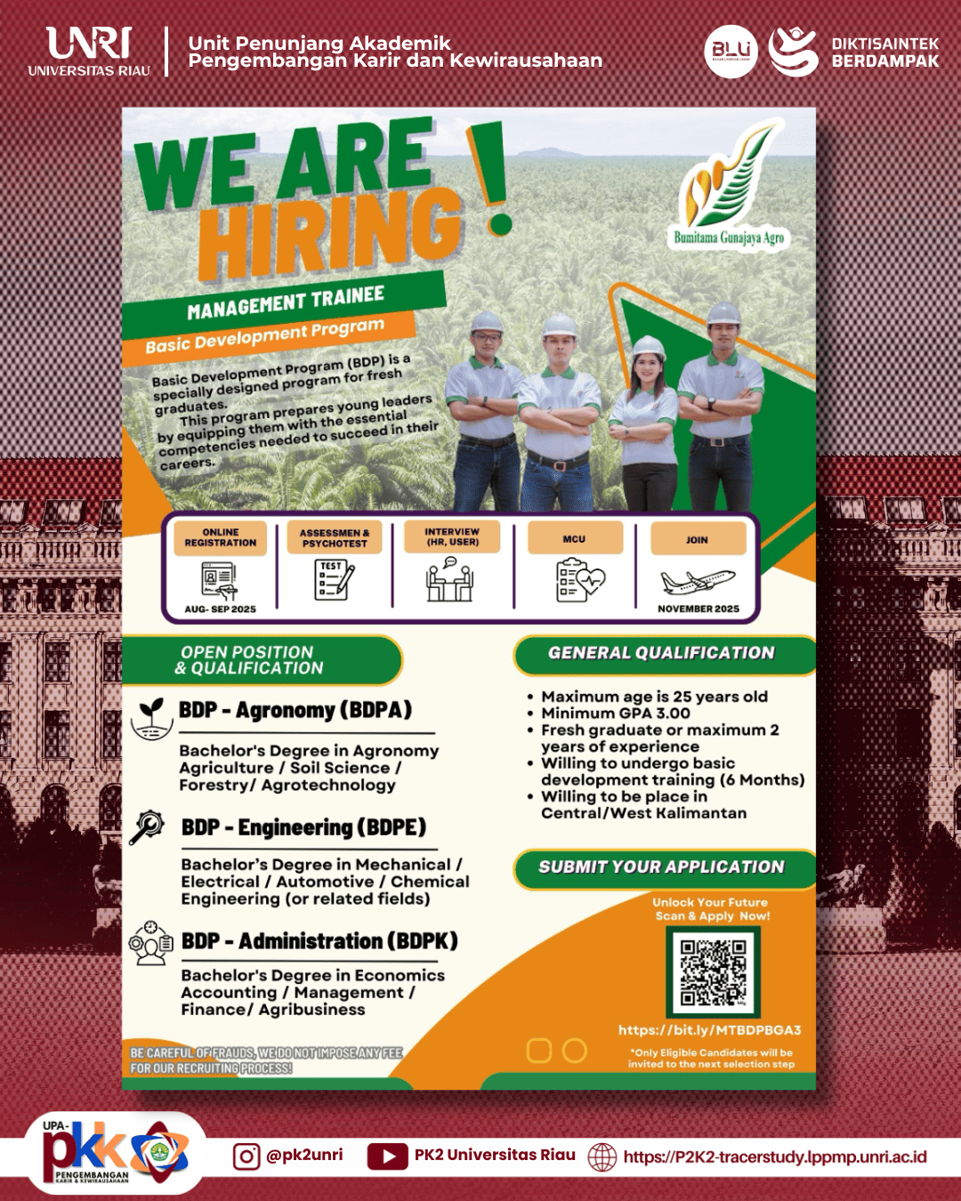 WE ARE HIRING-MANAGEMENT TRAINEES! Bumitama Gunajaya Agro