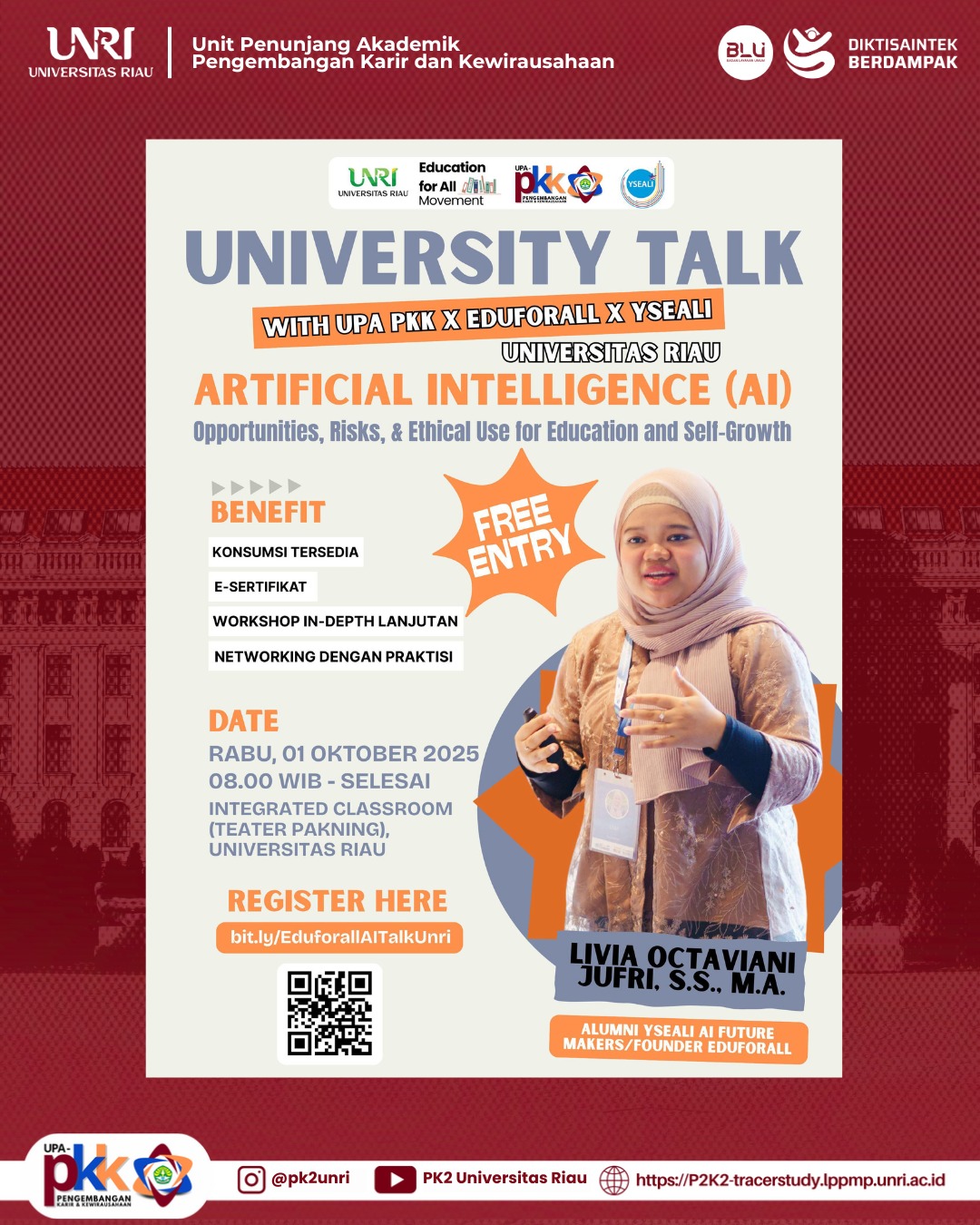 UPA Pengembangan Karier dan Kewirausahaan Universitas Riau bekerjasama dengan EduforAll