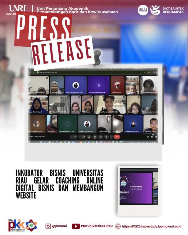Tingkatkan Kompetensi Digital, Inkubator Bisnis Universitas Riau Gelar Coaching Online Digital Bisnis dan Membangun Website