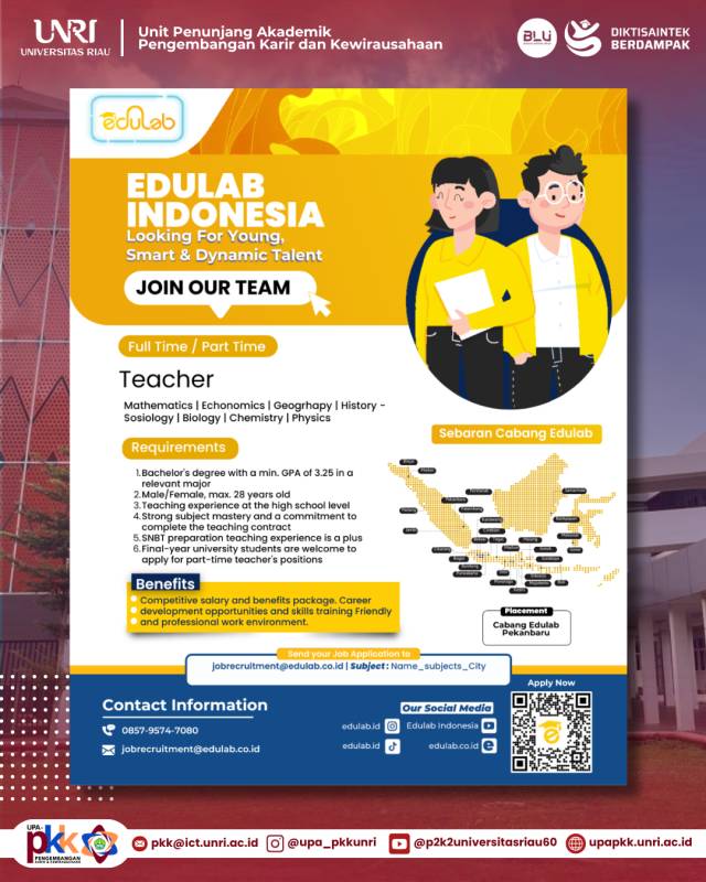 Edulab Indonesia Buka Lowongan Guru Full-Time & Part-Time di Pekanbaru!