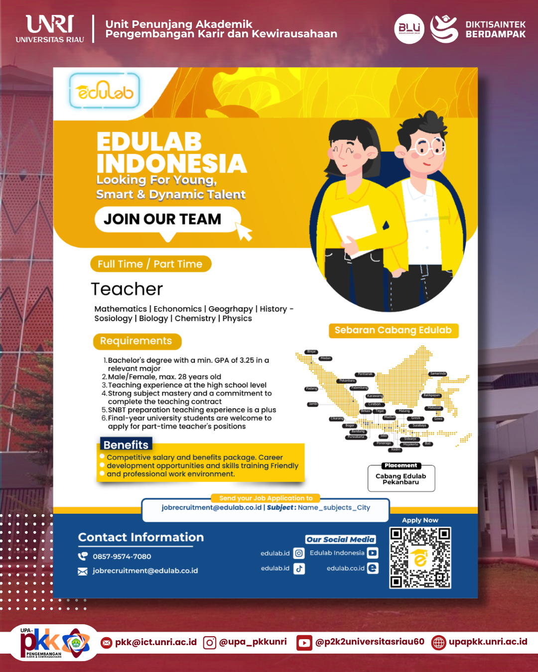 Edulab Indonesia Buka Lowongan Guru Full-Time & Part-Time di Pekanbaru!