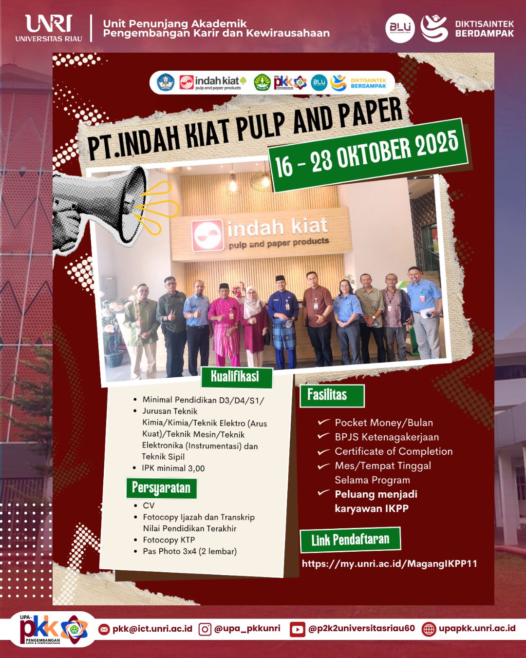 Lowongan Magang Kerja bagi Alumni Universitas Riau di Indah Kiat Pulp & Paper (IKPP) Perawang Mill