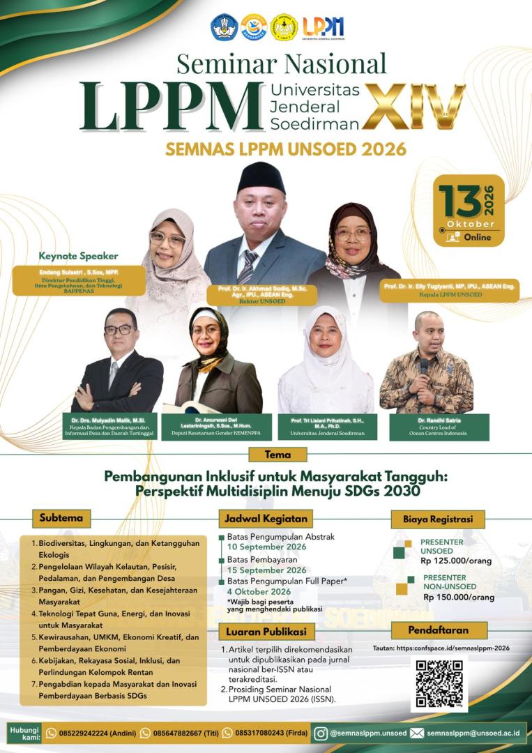 Seminar Nasional LPPM Universitas Jenderal Soedirman XVI Tahun 2026 (SEMNAS LPPM UNSOED 2026)