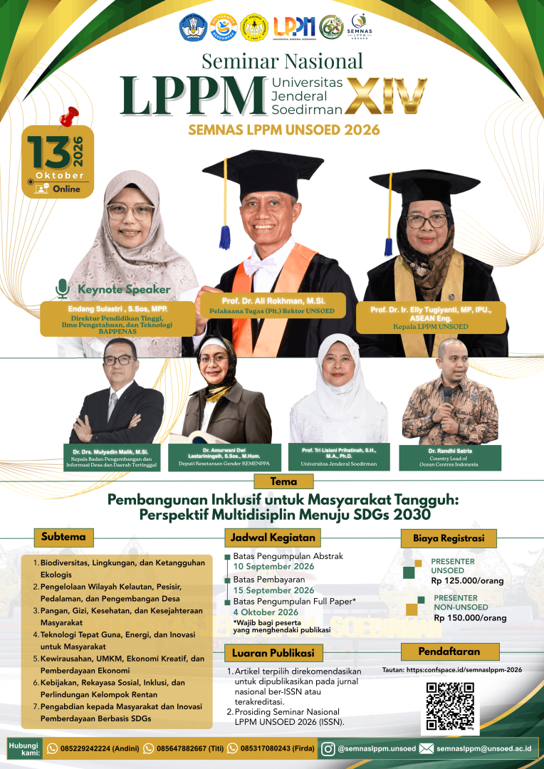 Seminar Nasional LPPM Universitas Jenderal Soedirman XVI Tahun 2026 (SEMNAS LPPM UNSOED 2026)