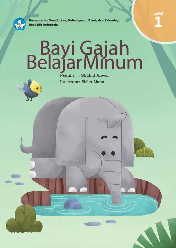 Bayi gajah bealajar minum