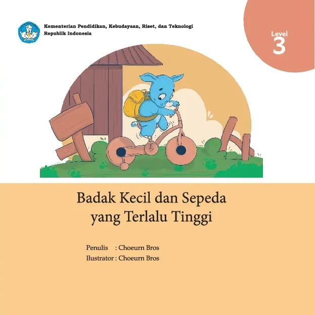 Badak kecil dan sepeda yang terlalu tinggi
