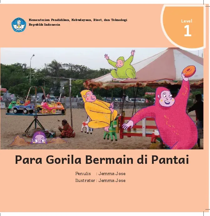Para gorila bermain di pantai