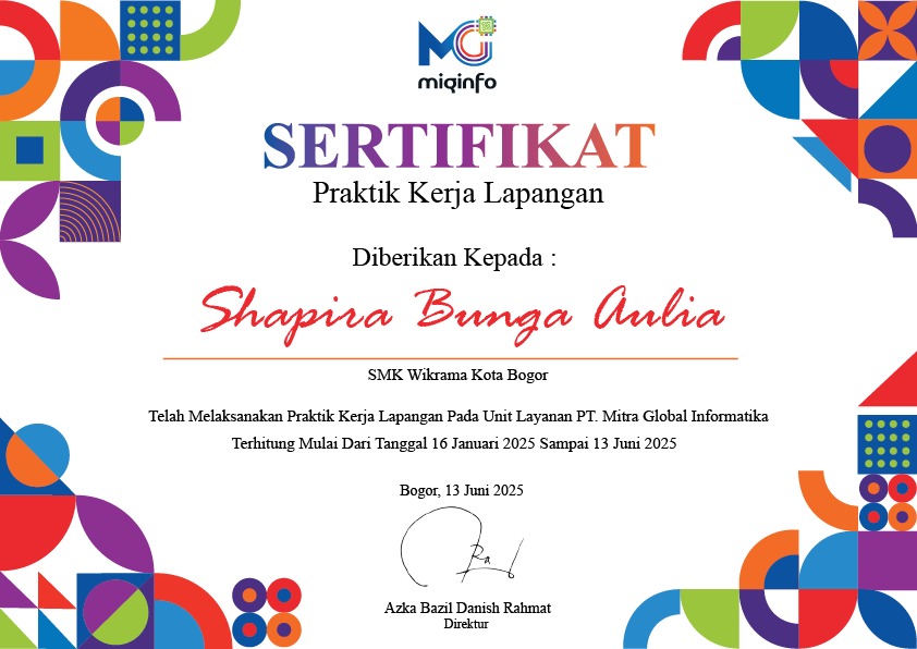 Sertifikat Praktik Kerja Lapang