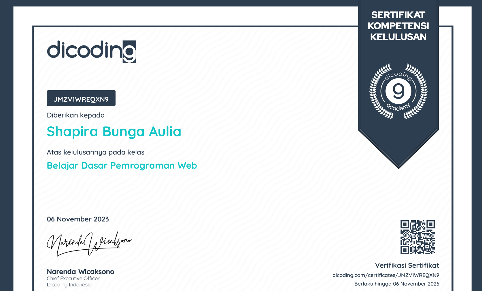 Sertifikat dicoding