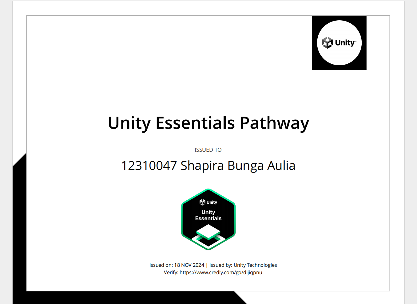 Sertifikat Unity