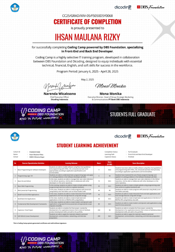 DiCoding x DBS Foundation Front-end Back-end