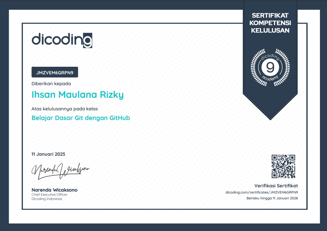 DiCoding Git dan Github