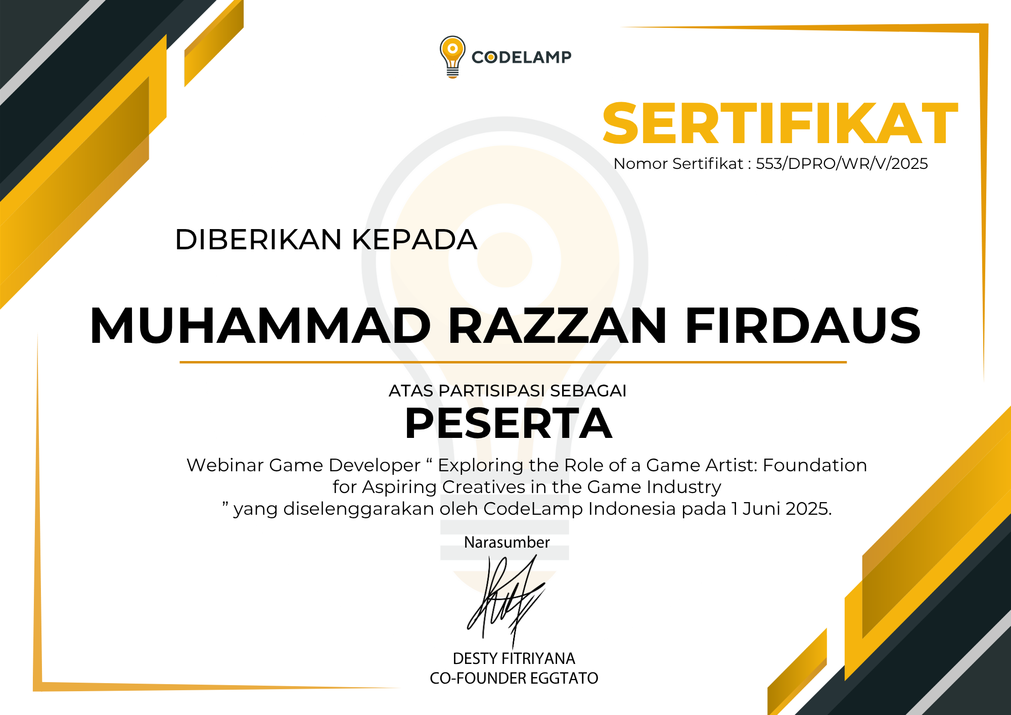 Webinar Game Developer