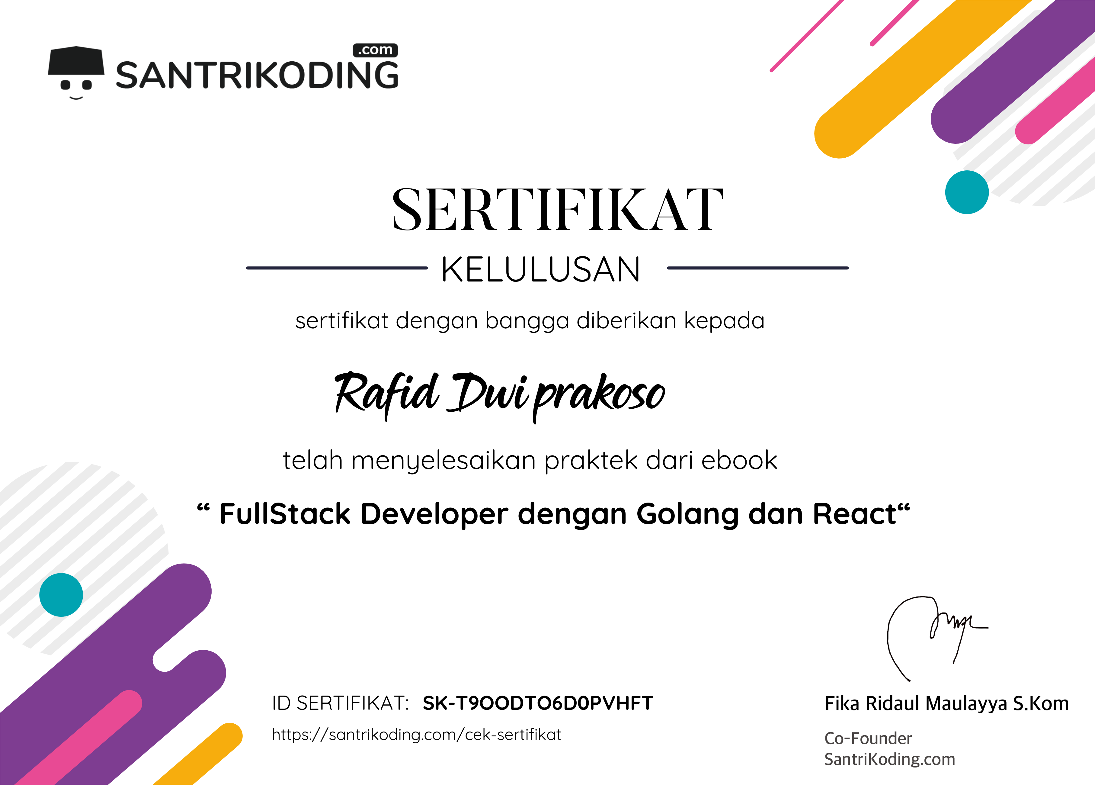 FullStack Developer dengan Golang dan React