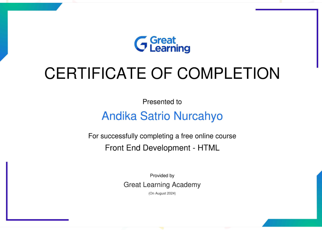 Great Learning - Front End HTML