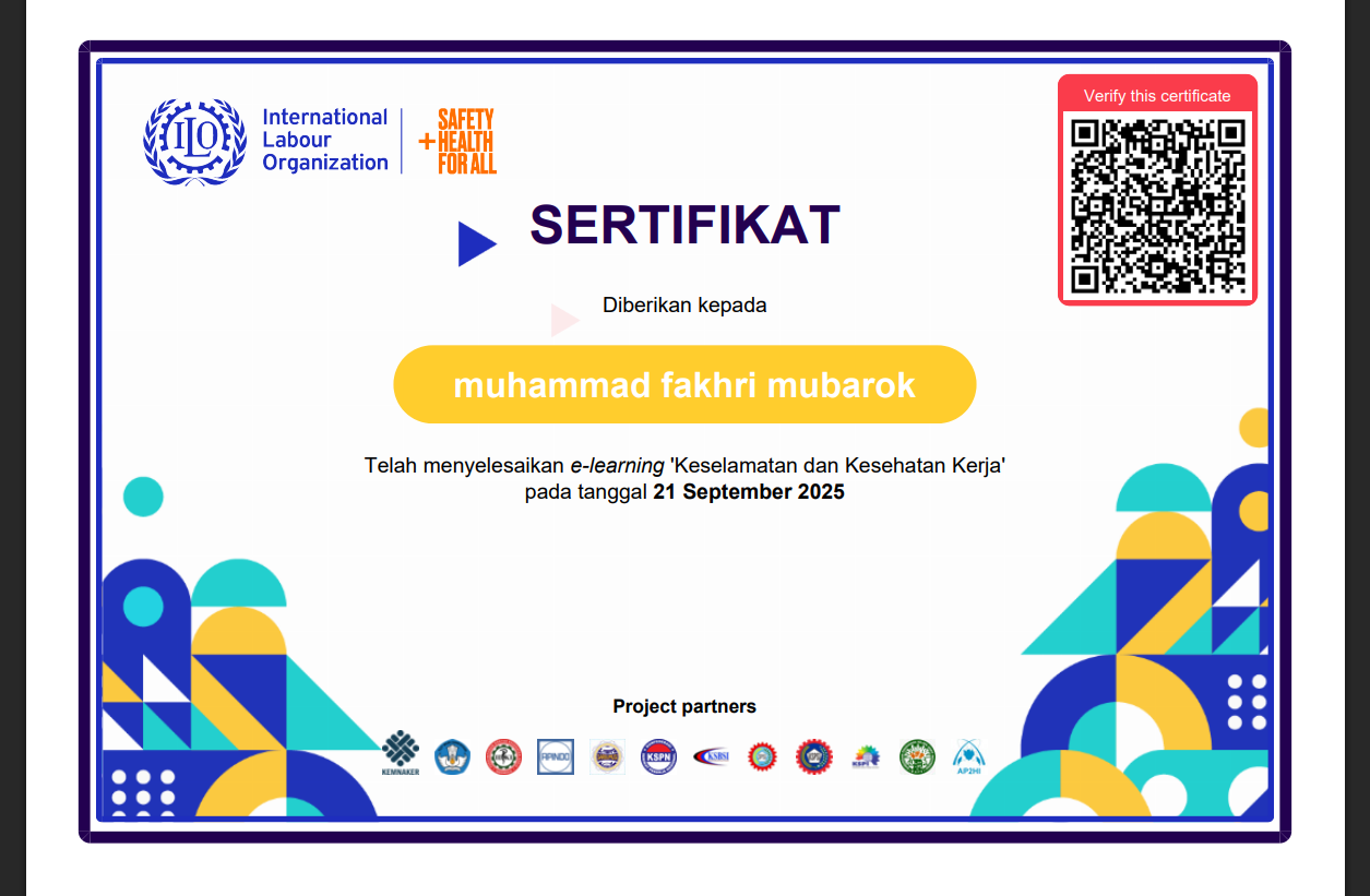 sertifikat E-Learning K3