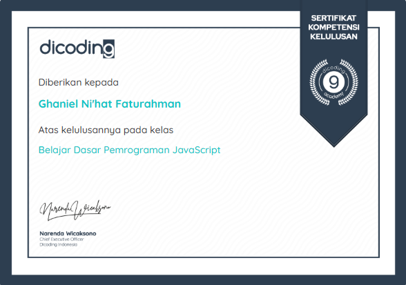 Sertifikat Dasar Pemrograman JavaScript