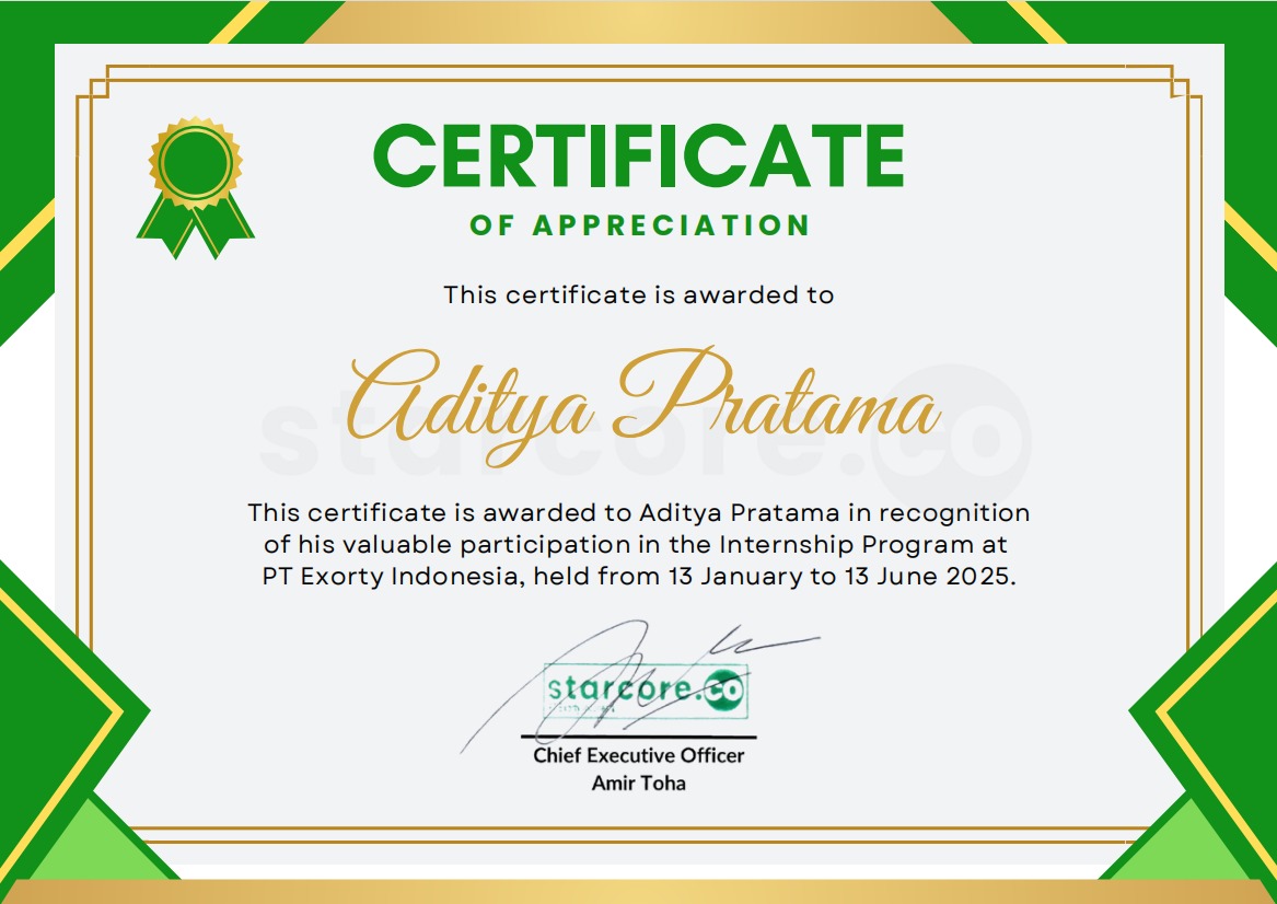INTERNSHIP AT PT EXORTY INDONESIA