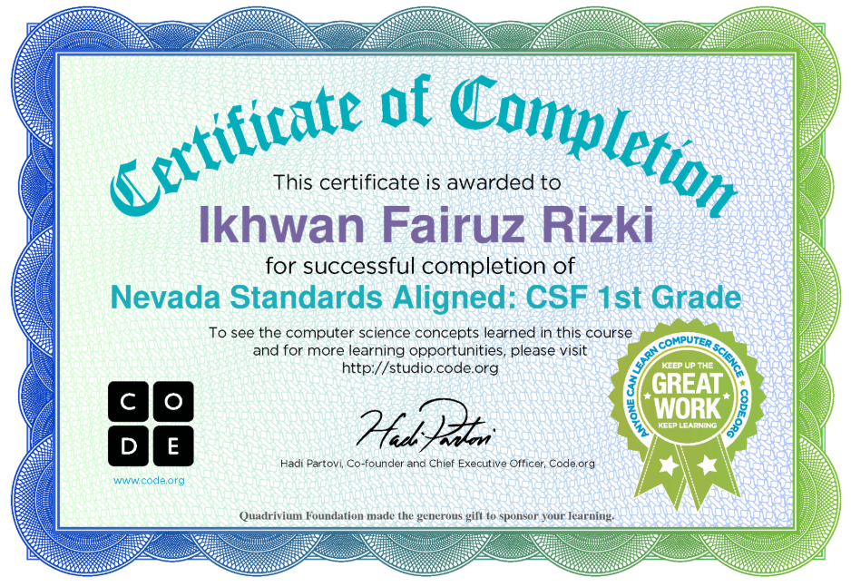 Sertifikat Nevada Standars Aligned