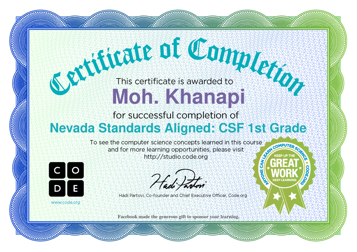 certificate code