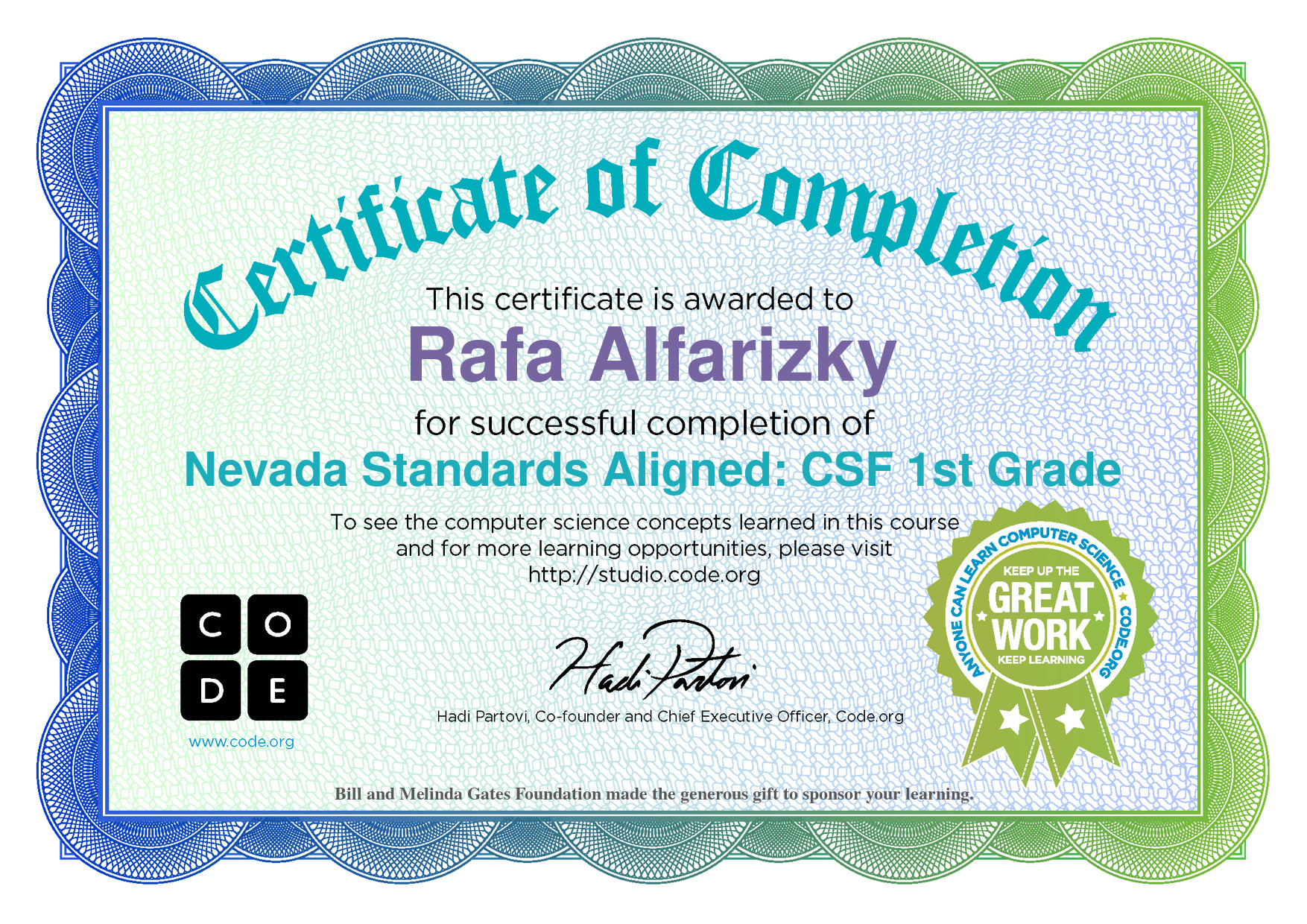 Nevada Standards Aligned: CSF 1st Grade