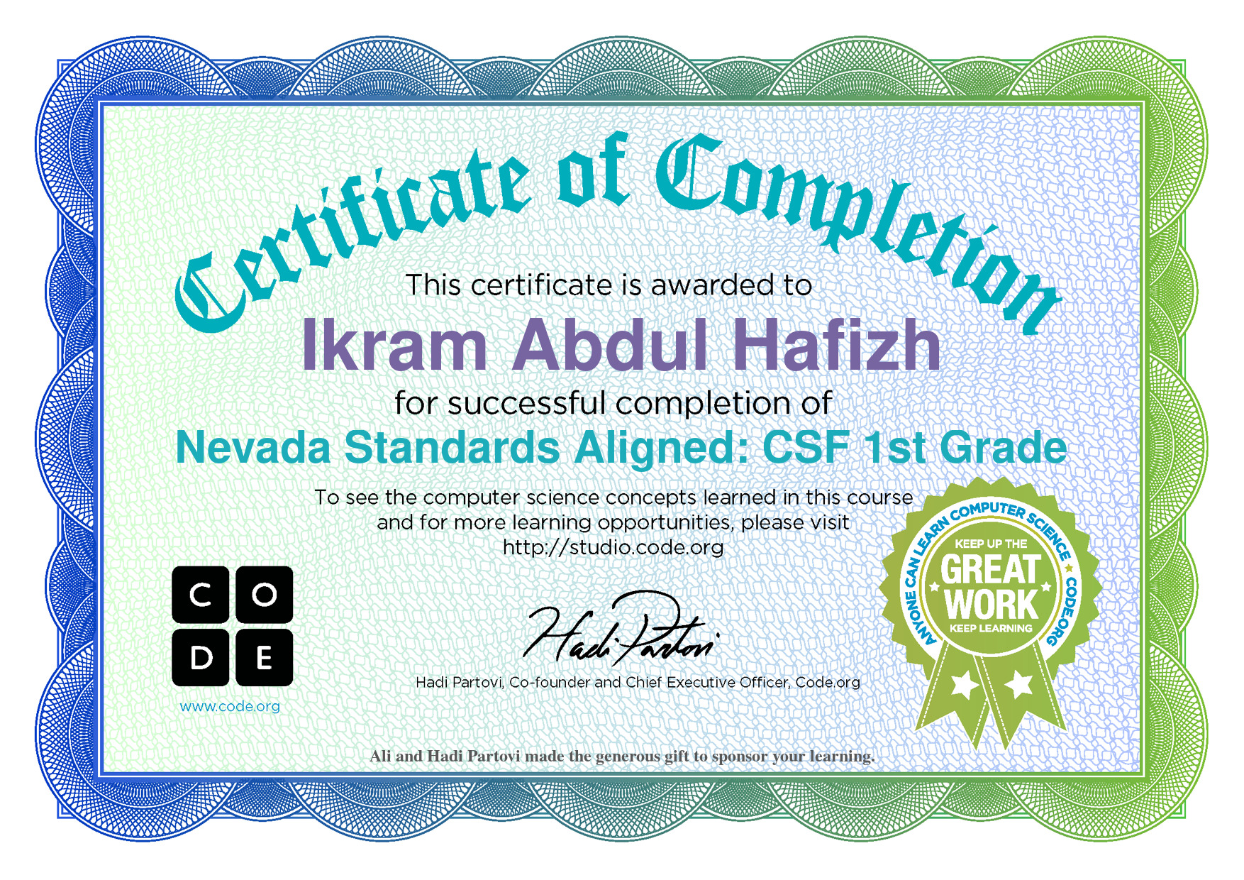 code.org | Nevada Standards Aligned: CSF 1st Grade