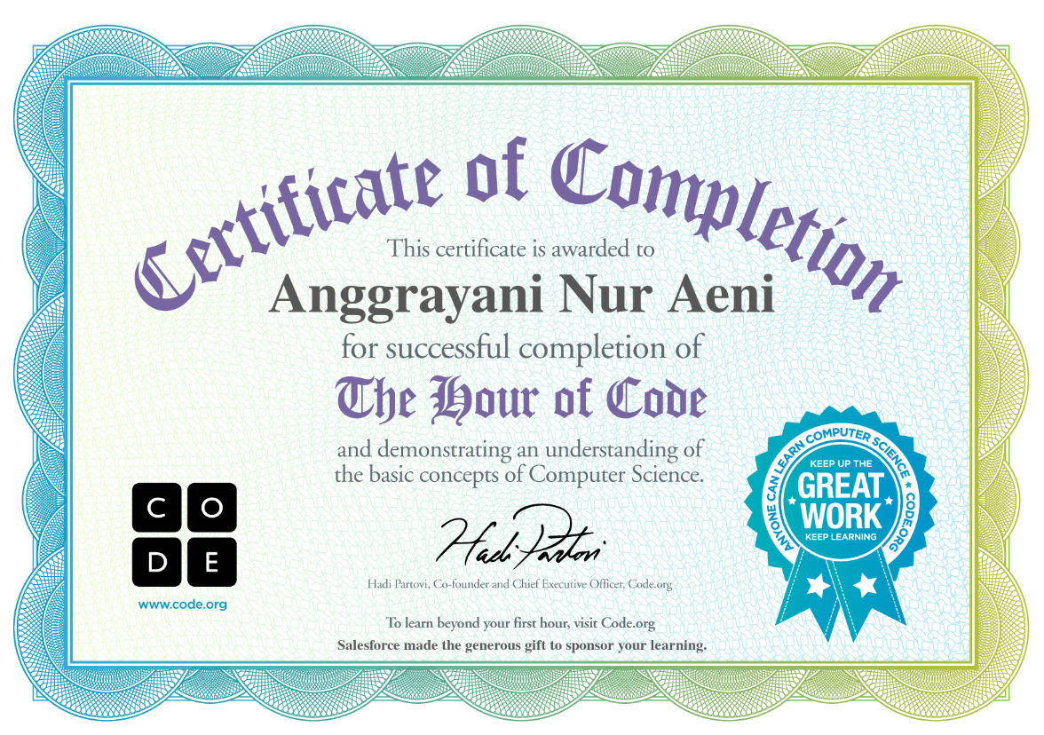 Sertifikat The Hour of Code
