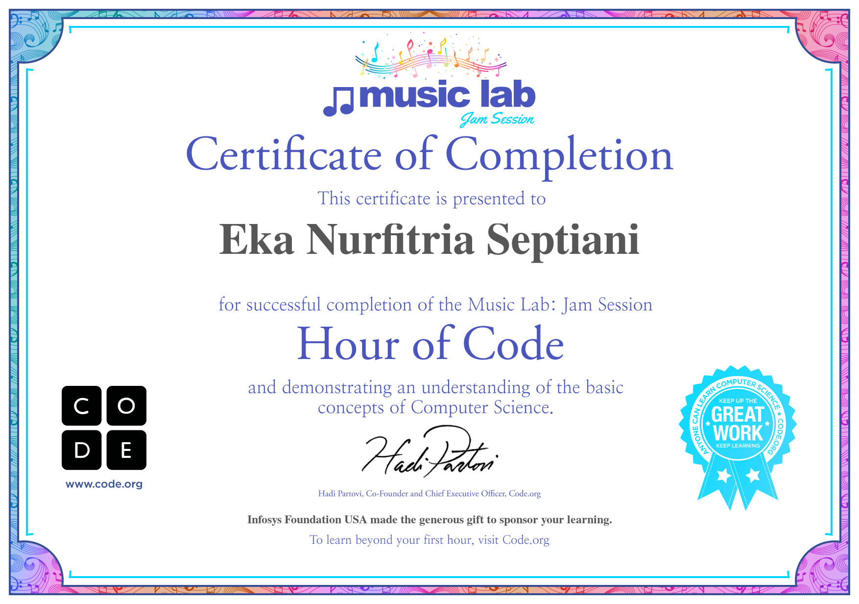 Sertifikat Code Music Lab