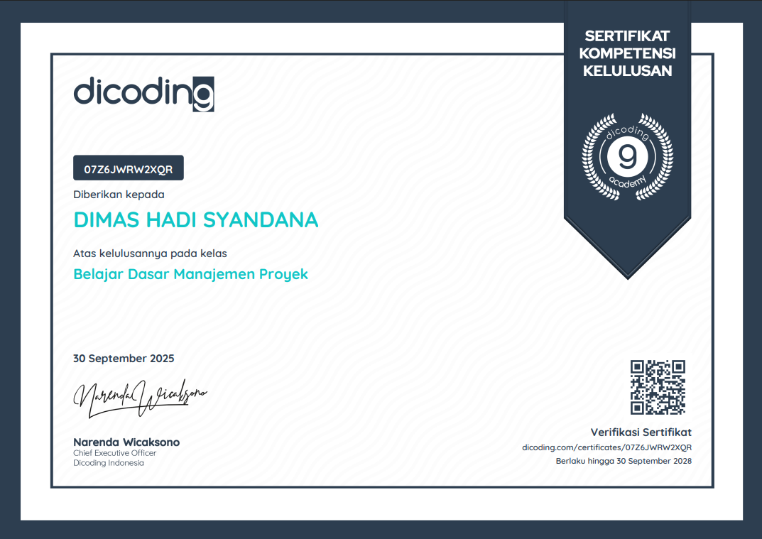 DICODING Academy Certificate