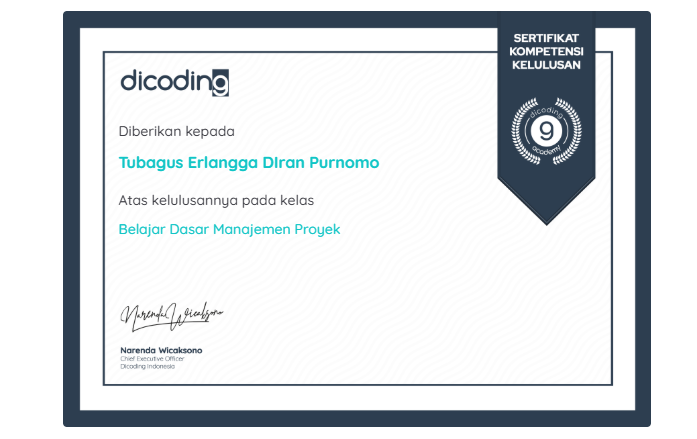 SERTIFIKAT DI CODING MANAJEMEN PROYEK