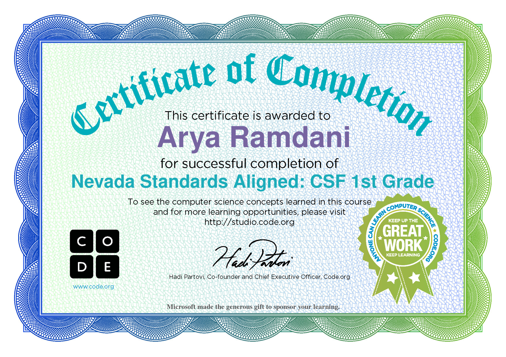 Nevada Standards Aligned: CSF 1st Grade