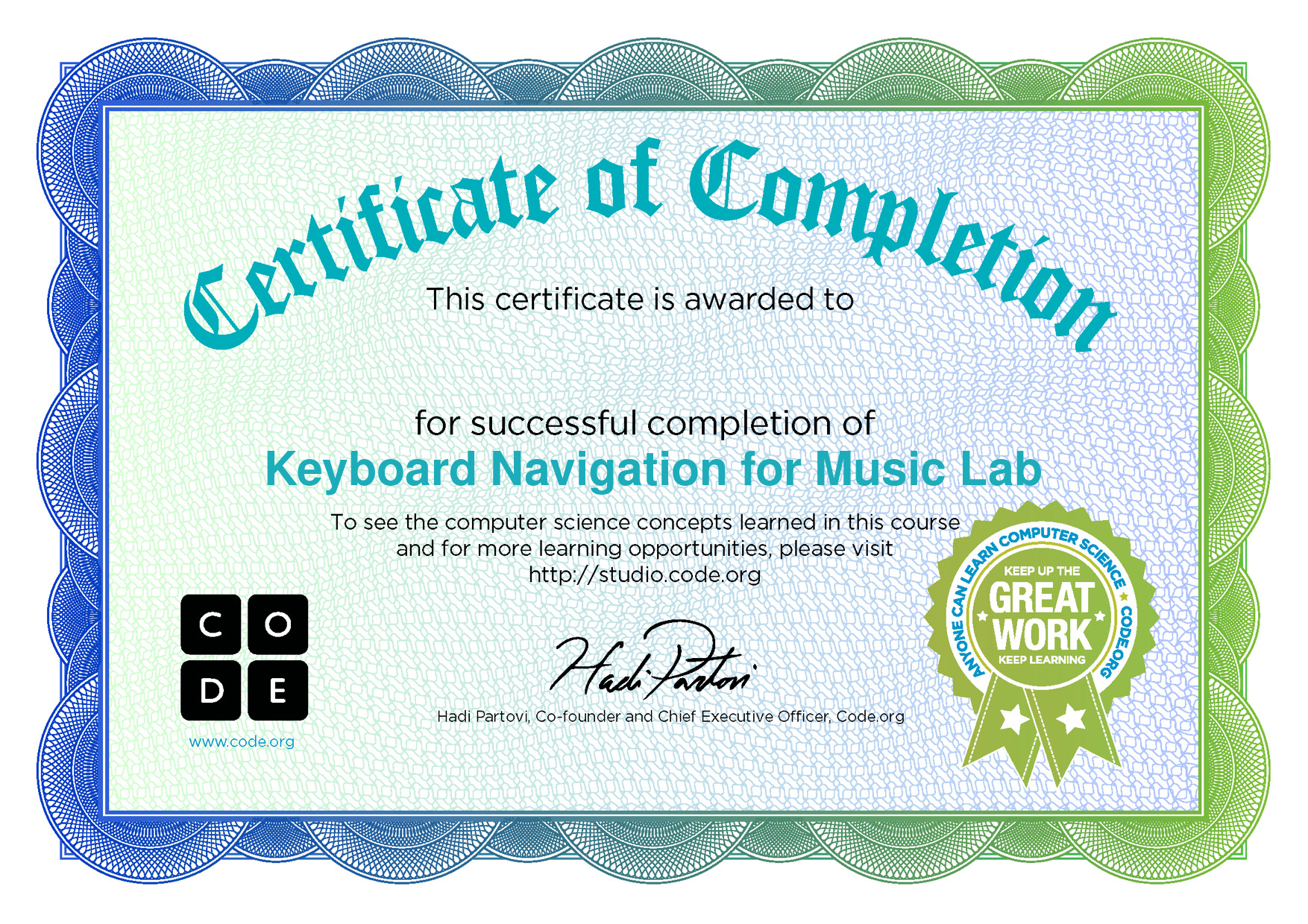 Keyboard Navigation for music Lab