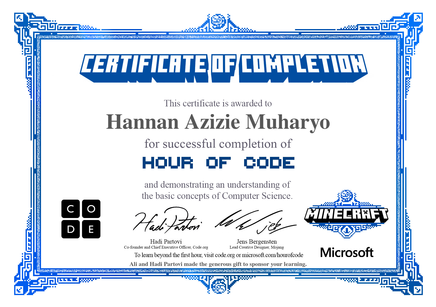Certifacate code.org