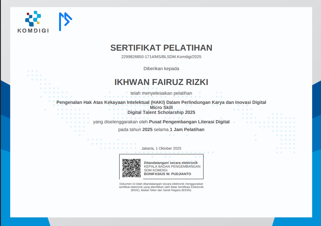 Sertifikat Pelatihan HAKI